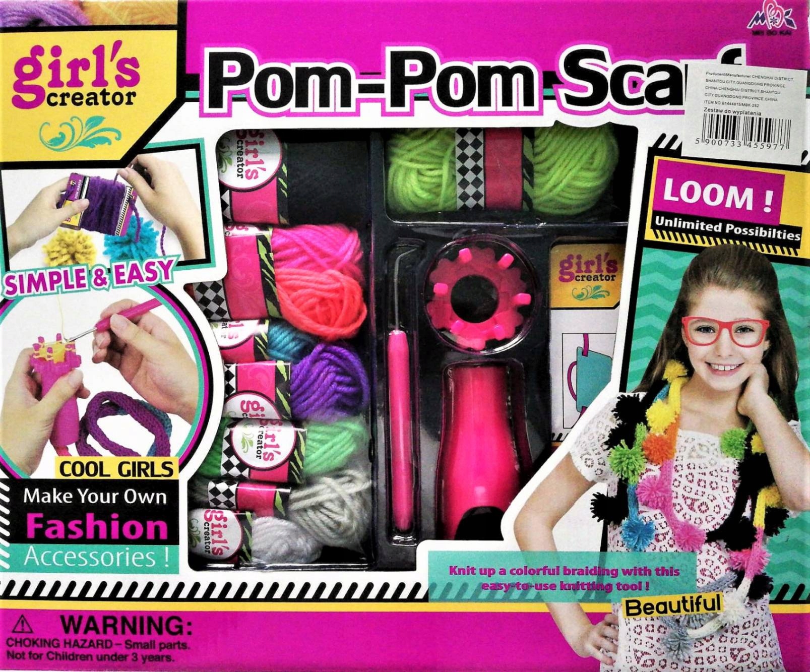 

ozdoby z włóczki pompony zestaw kreatywny 5977