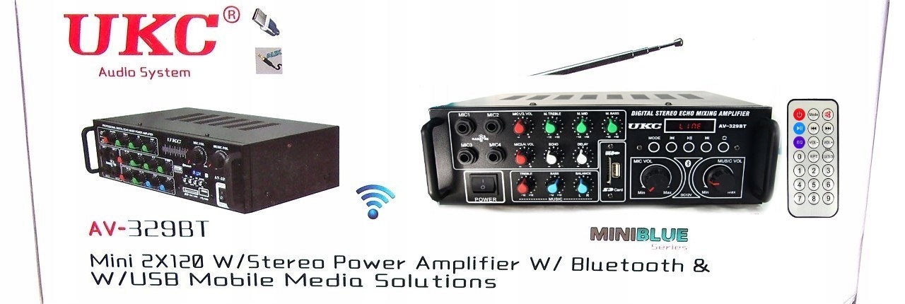 AMPLIFIER WZMACNIACZ USB SD MP3 FM 240W BLUETOOTH System dźwięku 2.0