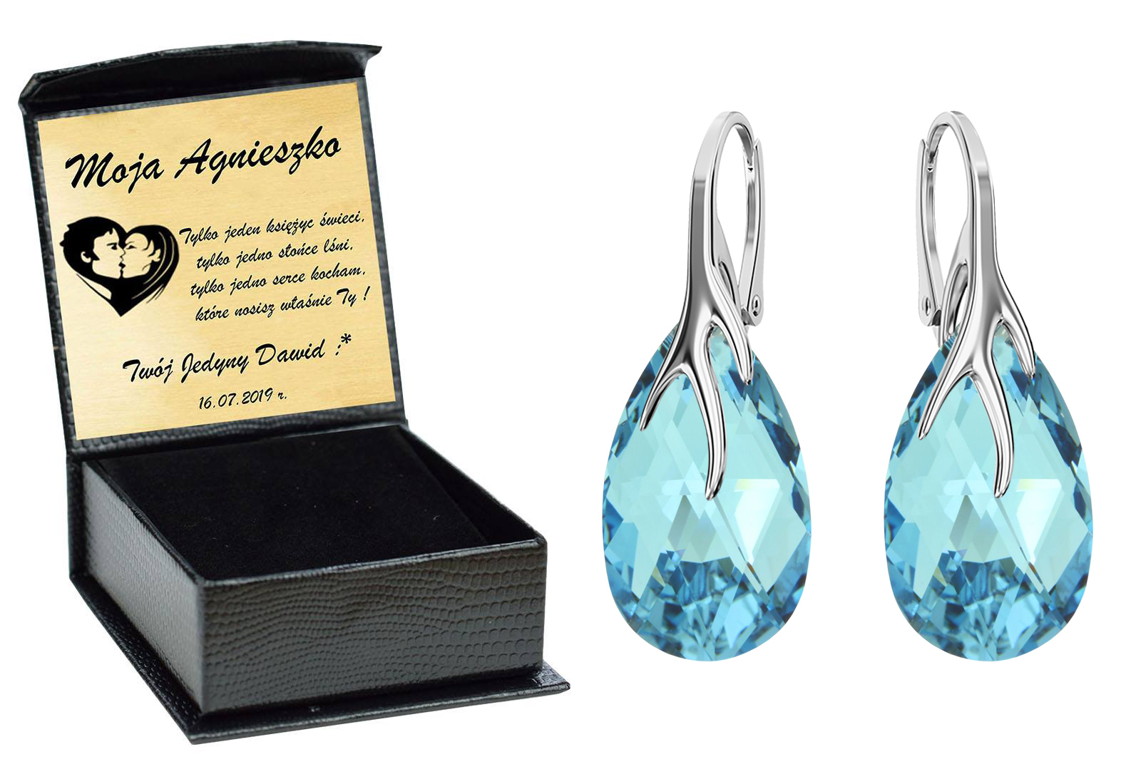

Drapieżne Kolczyki Swarovski Srebro 925 Grawer