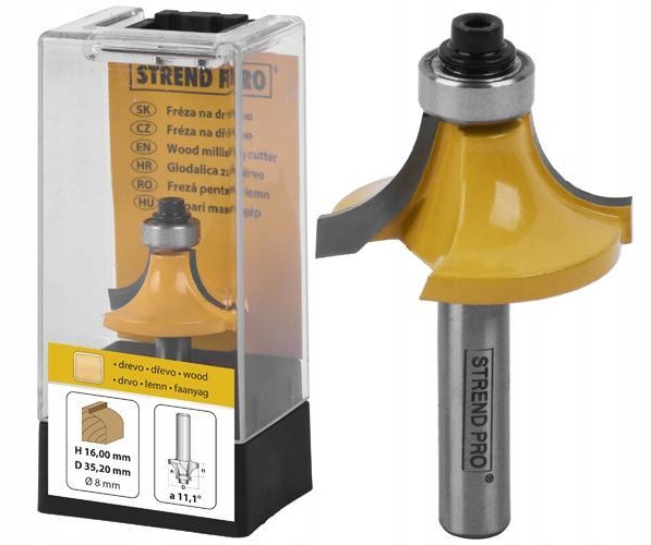 FREZ DO DREWNA ZAOKRĄGLAJĄCY WKĘSŁY TRZPIEŃ 8mm
