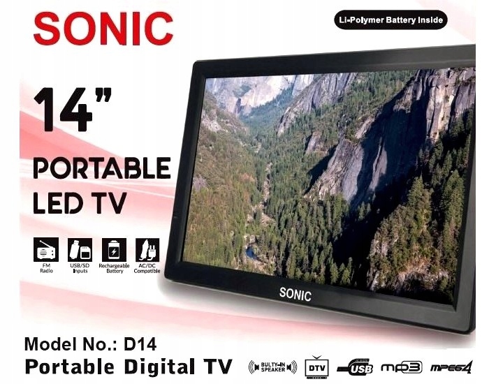 TELEWIZOR SAMOCHODOWY TIR 14 DVBT USB SD RADIO FM EAN 5901752360655