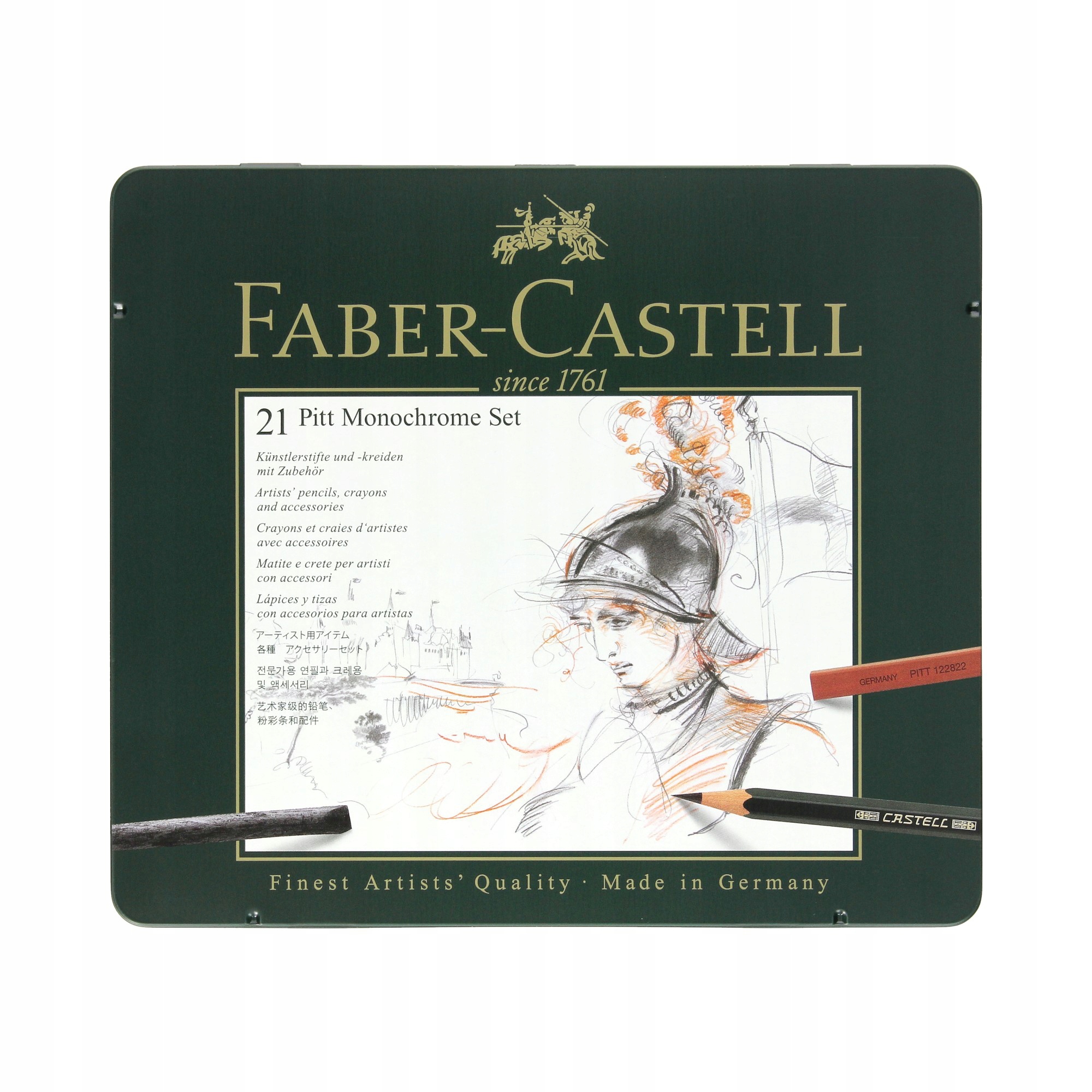 Sada tužek a grafitů Pitt Monochrome Faber-Castell 21 ks