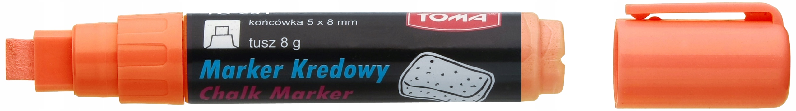 Marker biały KREDOWY 8x5mm ścięty do tablic menu szyb potykaczy TO-291 TOMA Kolor biały