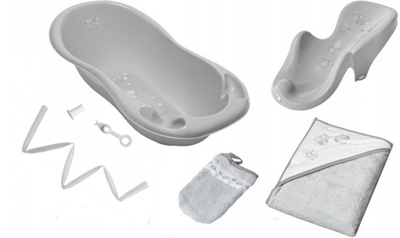 Zestaw WANIENKA odpływ FOTELIK ręcznik RĘKAWICA Sowy Szare