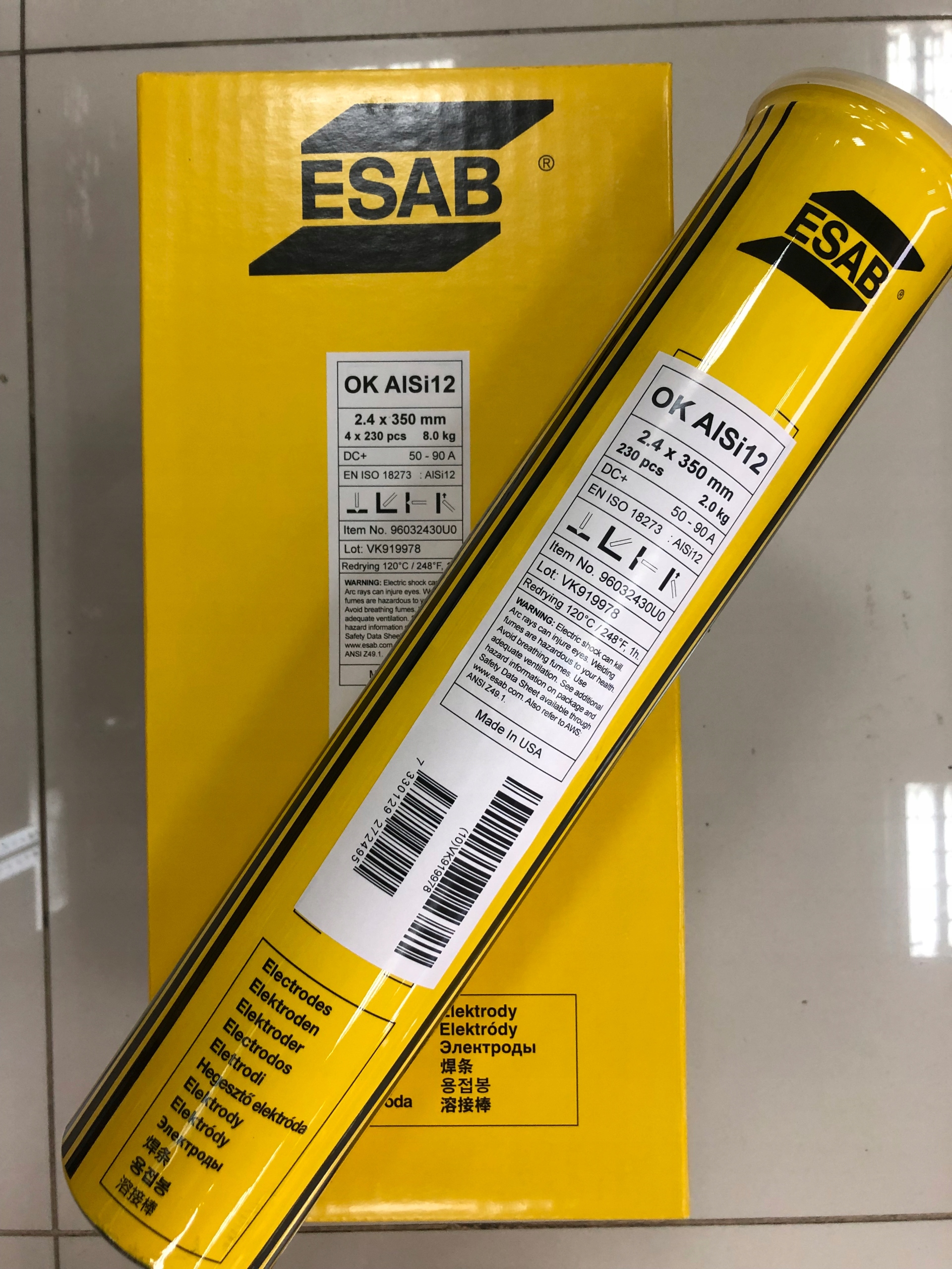 ELEKTRODA DO ALUMINIUM ESAB OK ALSi12 fi 2,4/350
