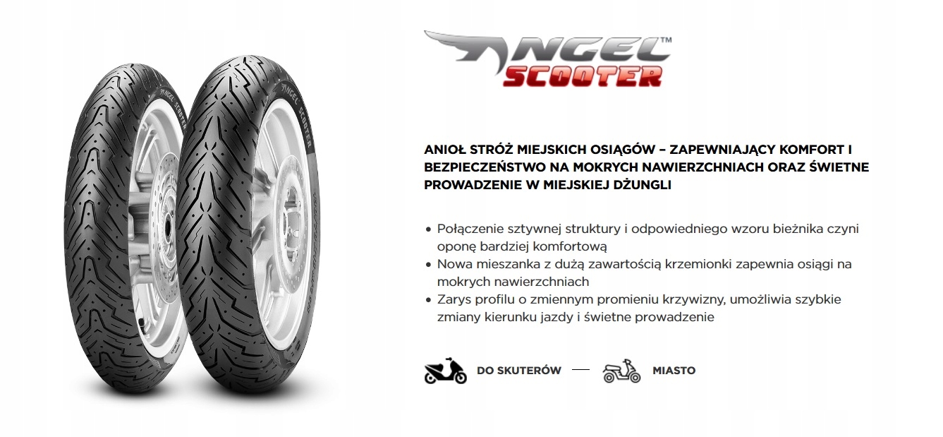 90/90-10 PIRELLI ANGEL SCOOTER 50J TL PRZÓD / TYŁ Model Angel Scooter