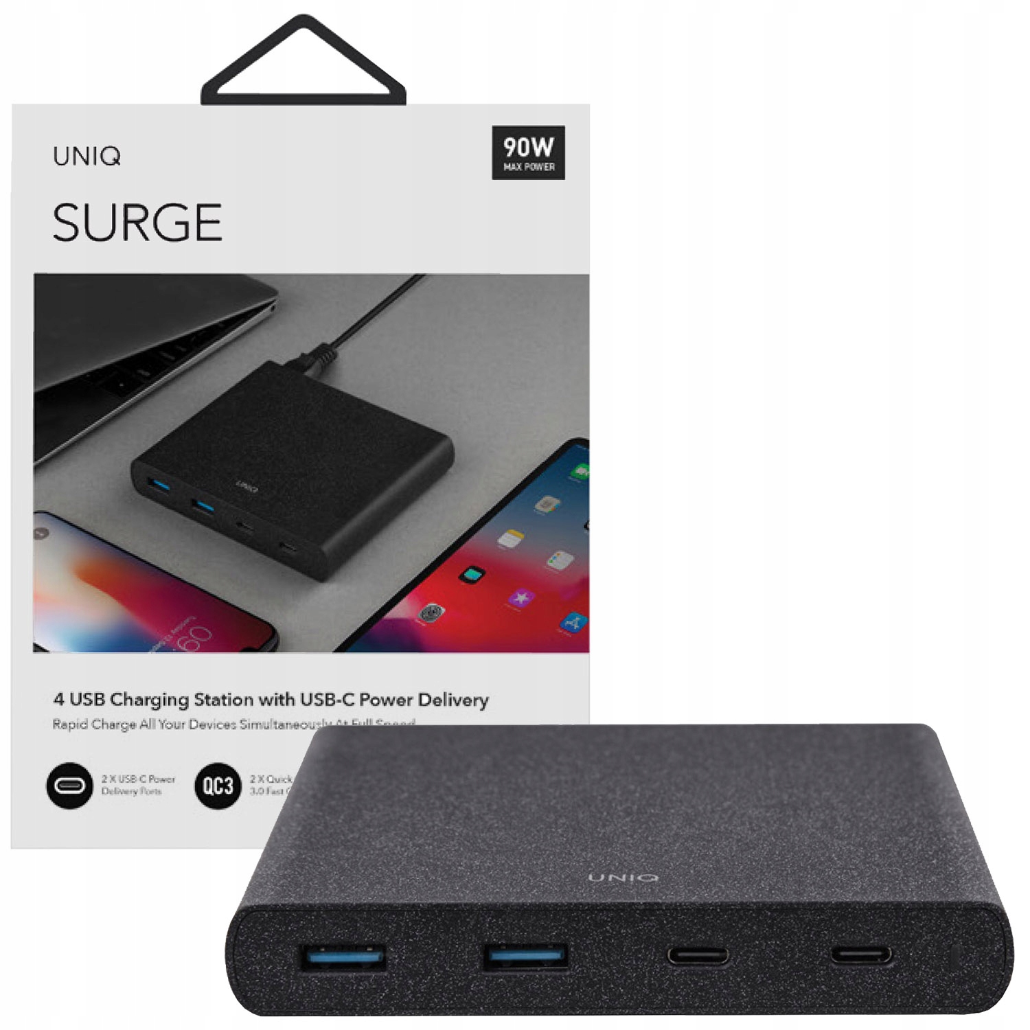 

Stacja ładująca Uniq Surge, 90W, Pd, Qc 3.0, Usb/c