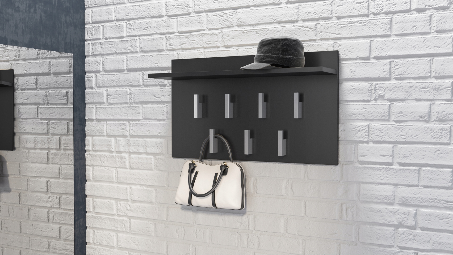 VEŠIAKOVÁ POLICA 2F ČIERNA MATNÁ CHODBA CHODBA Iná značka