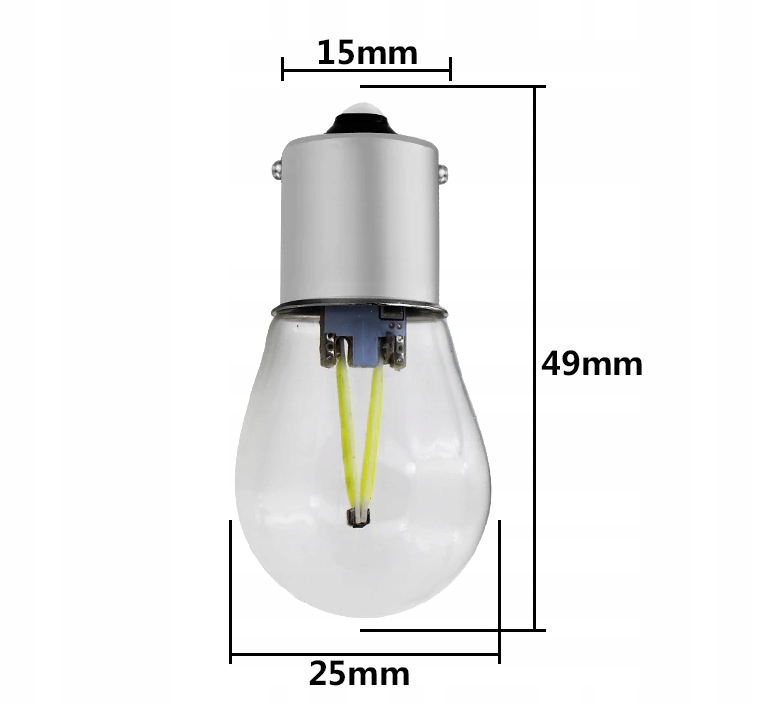 ŻARÓWKA LED 2 COB FILAMENT P21W R5W BA15S 12V 24V Typ R5W / BA15s