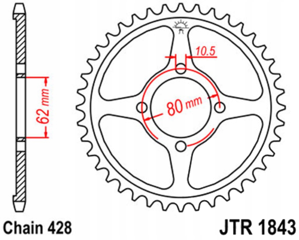 Ozubení zadní Jt R1843 43Z Yamaha Tt-r 125