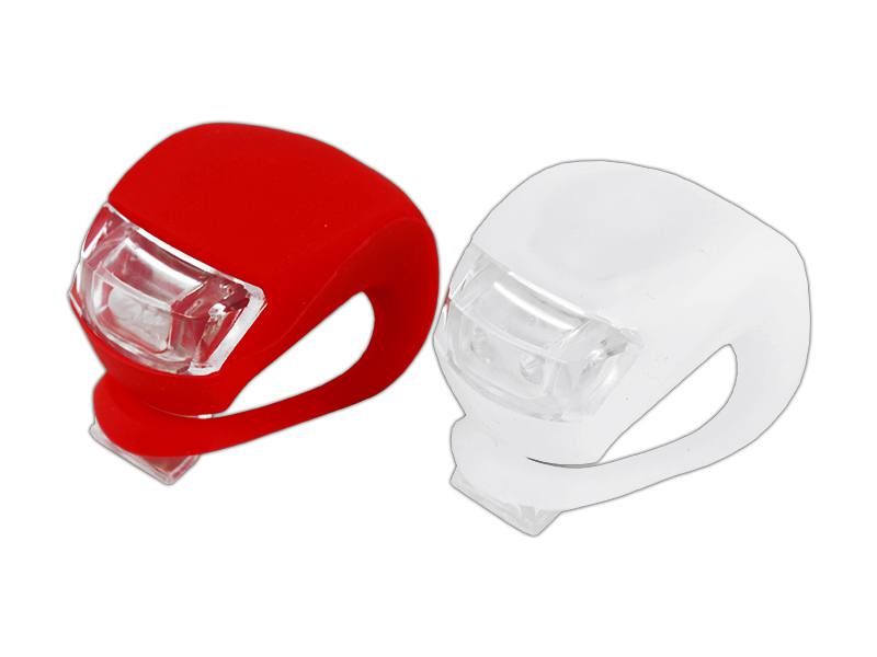 LAMPKA ROWEROWA PRZÓD TYŁ SILIKONOWA biała czer 2