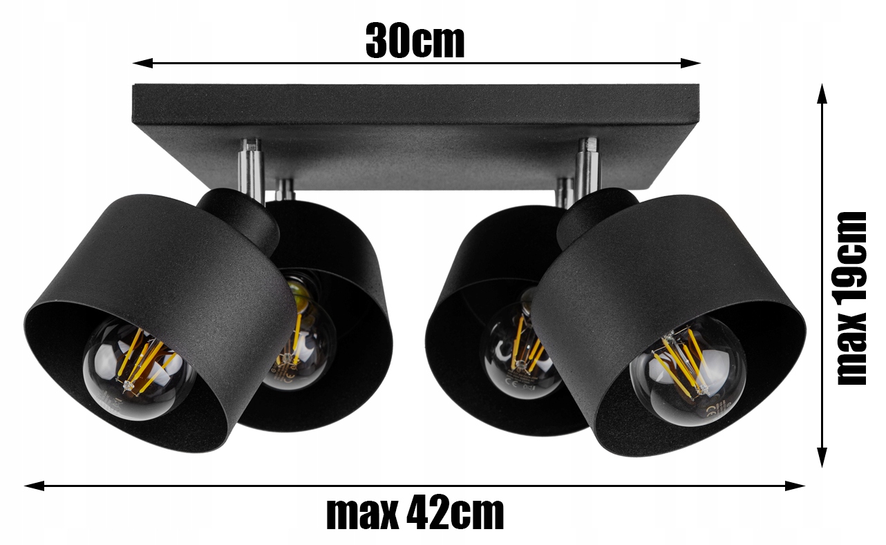 LAMPA SUFITOWA PLAFON ŻYRANDOL LOFT EDISON LED Kolor czarny