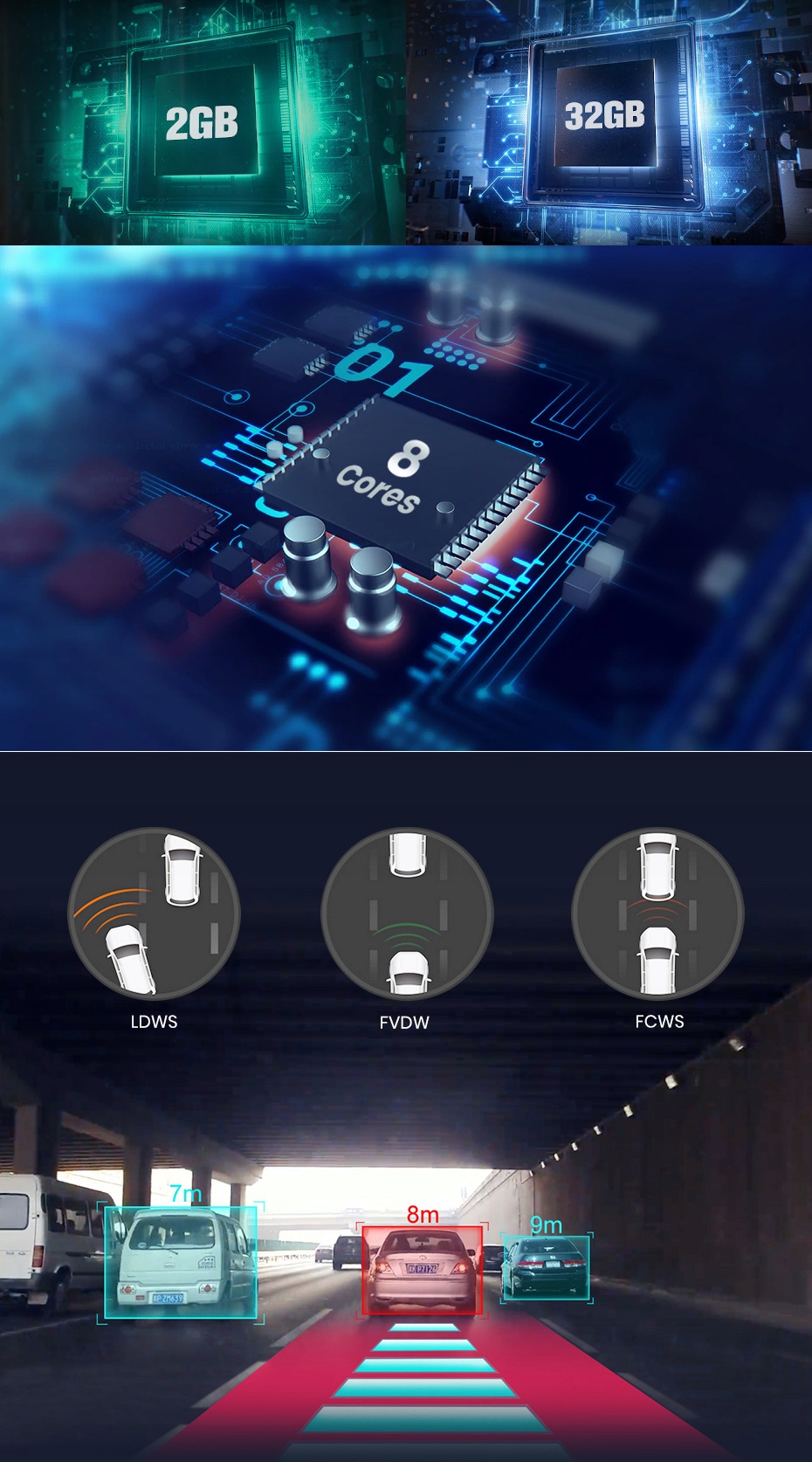 Rejestrator Kamera Nawigacja Lusterko Android 2GB Camera supply voltage 12 V