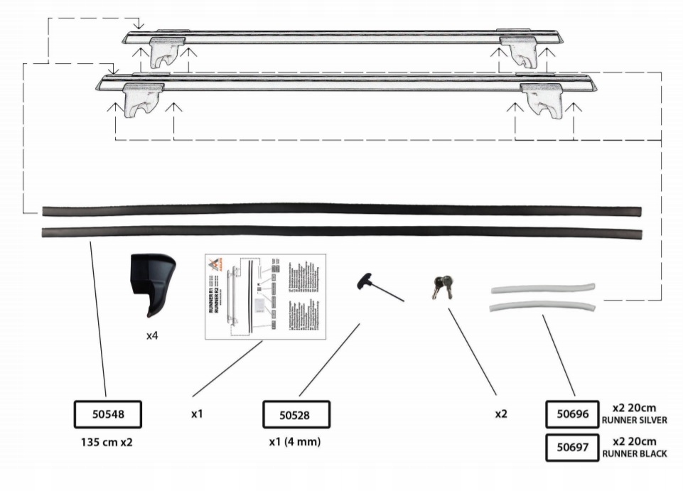 Bagażnik dach belki AGURI FORD Galaxy II 2006-2015 Model Runner II Alu 1.35 C/D