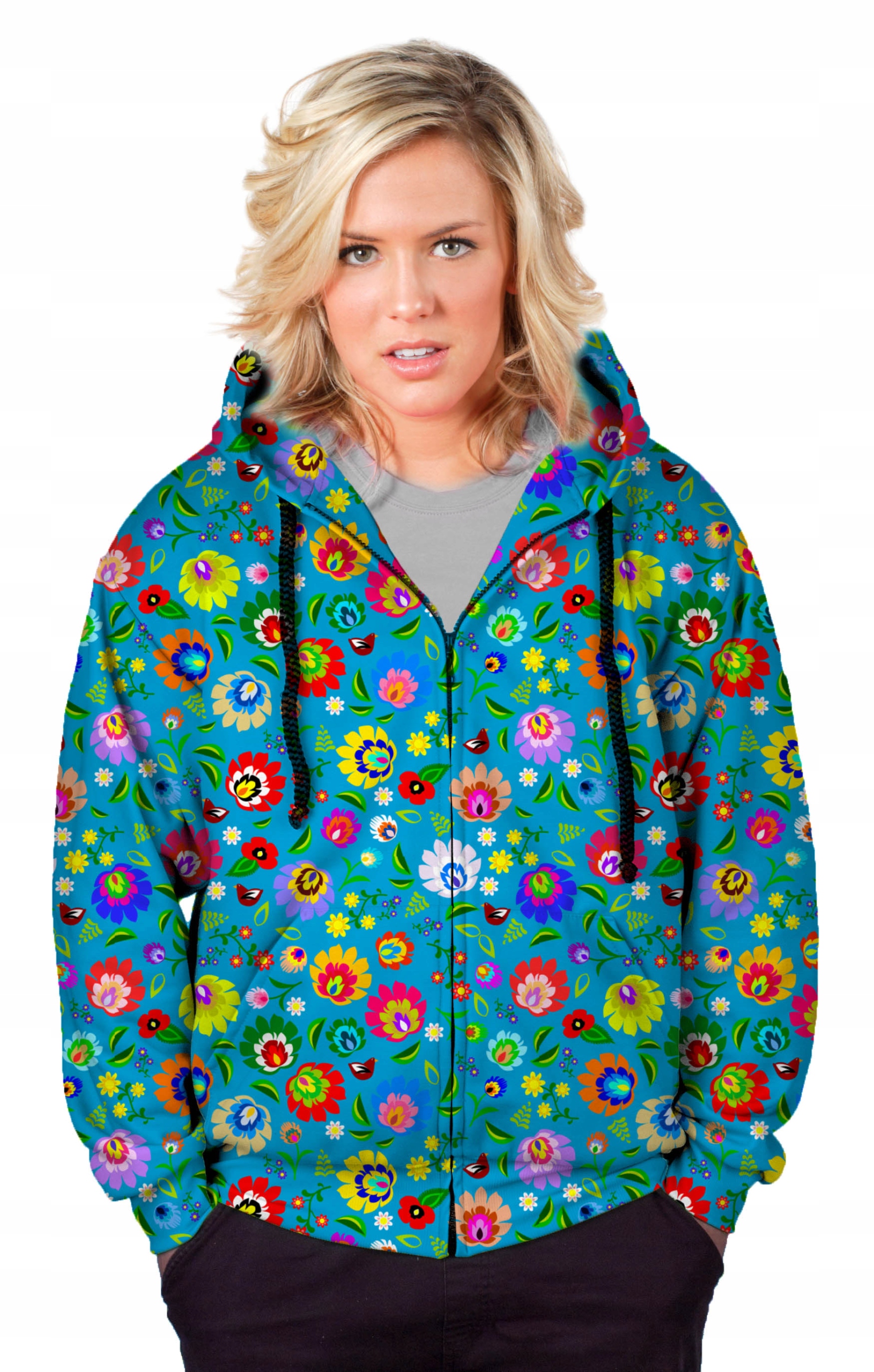 

Bluza Damska Zamek Print XXL Folklor Łowicki Modna