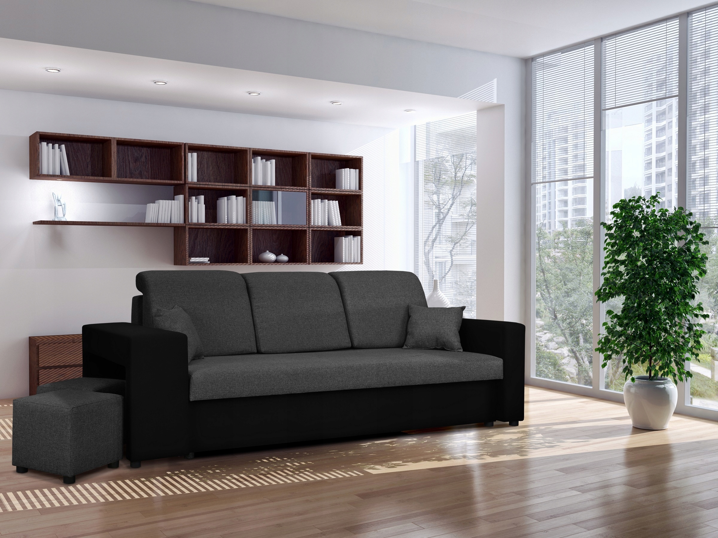 

Bella sofa rozkładana z pufami w cenie