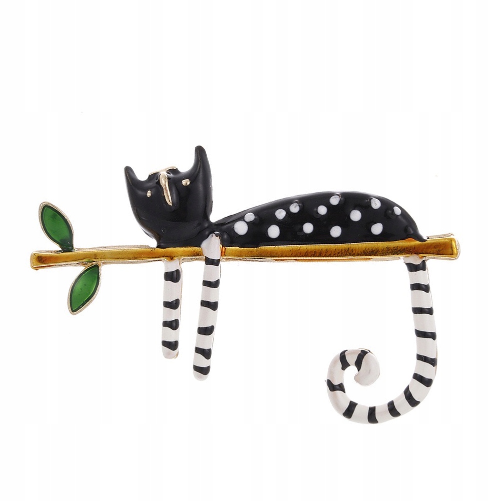 

Pinets broszka czarny Kot kolor złoty