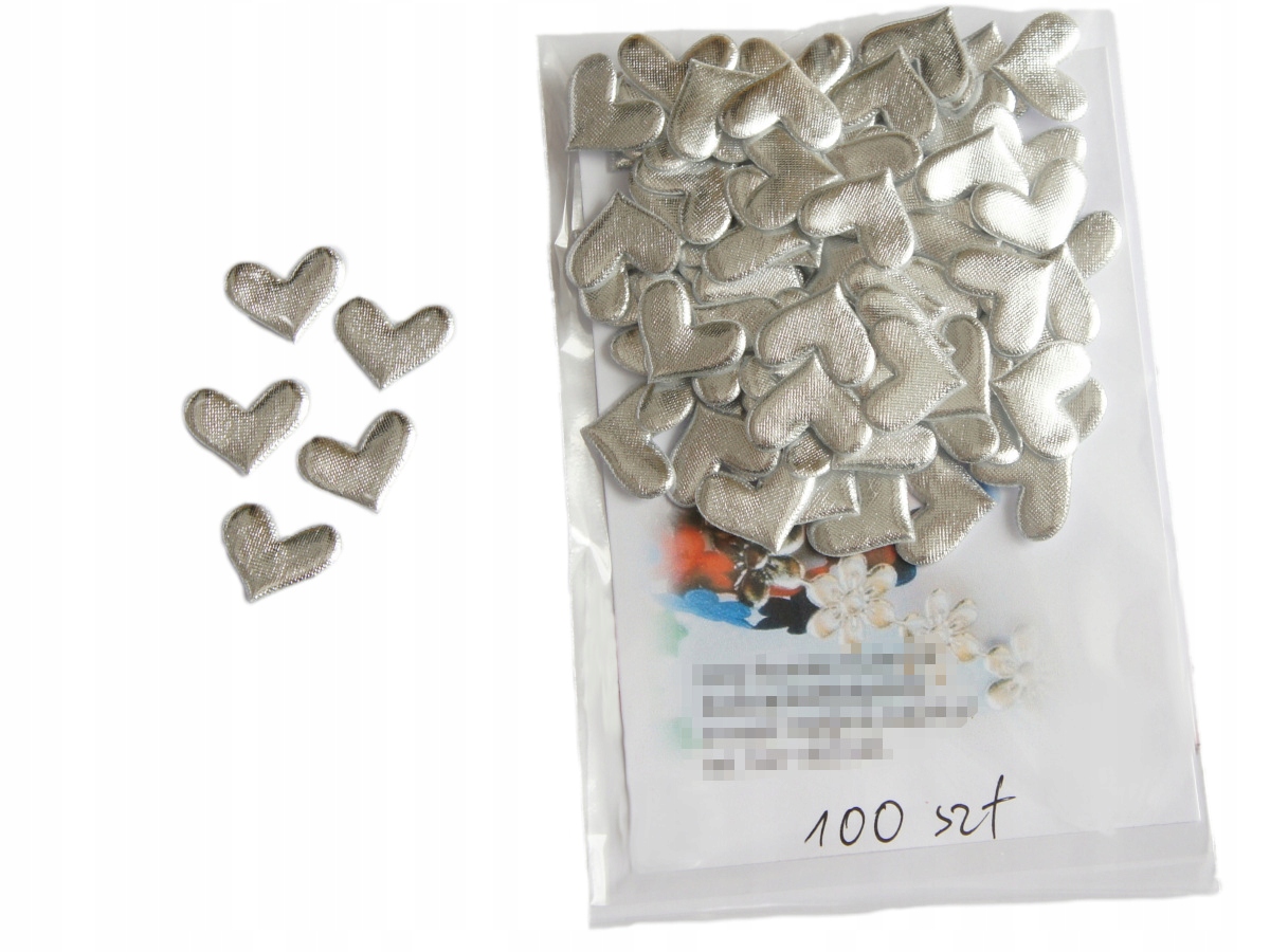 

Aplikacje Serduszka, Srebrne; 100 sztuk-promoPak