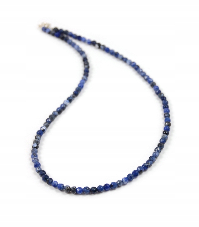 Přírodní náhrdelník Sodalit s fazetovanými kuličkami 4 mm, zapínání stříbrné 925