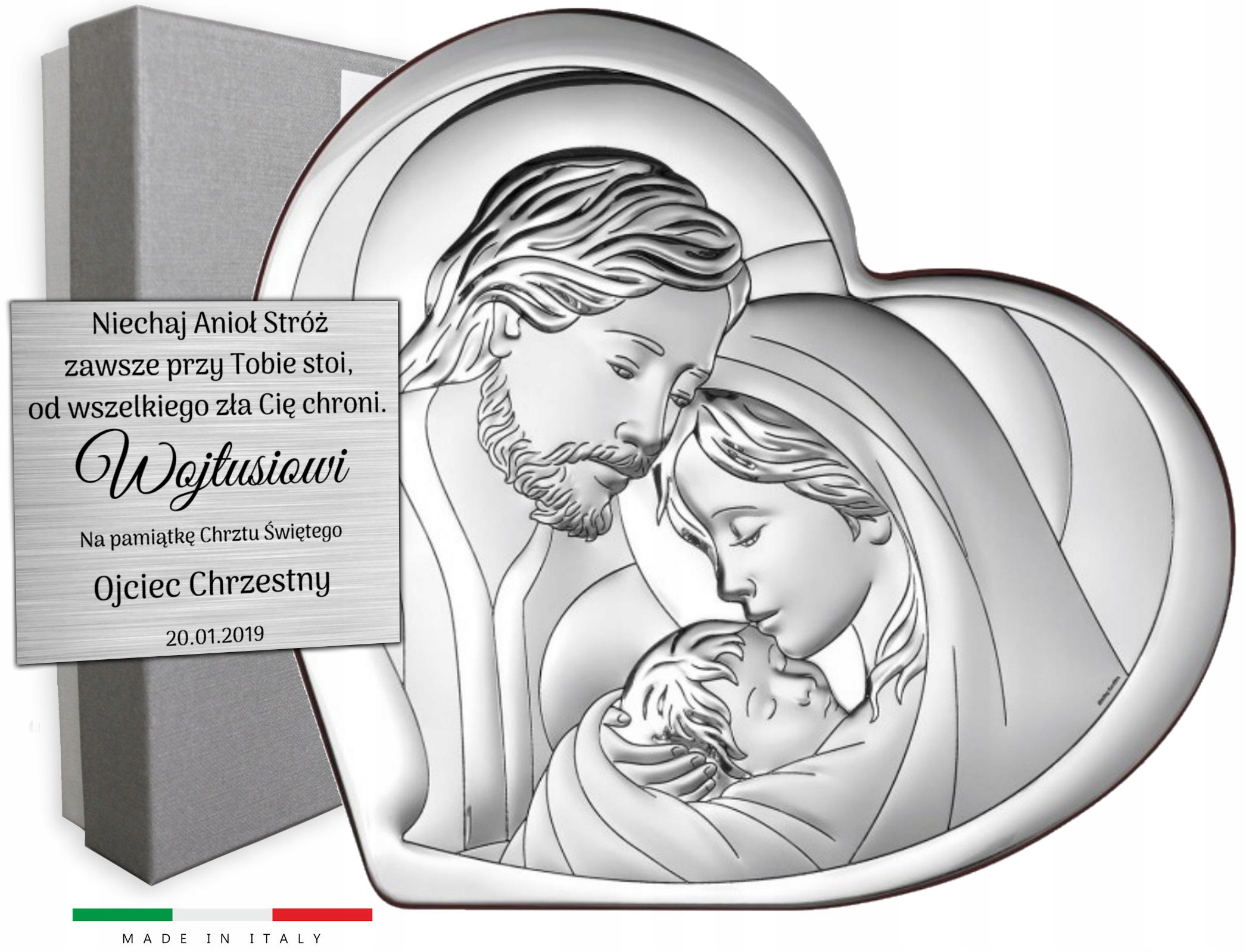 Obrázek Stříbrná svatá rodina dárek Svatba Gravírování