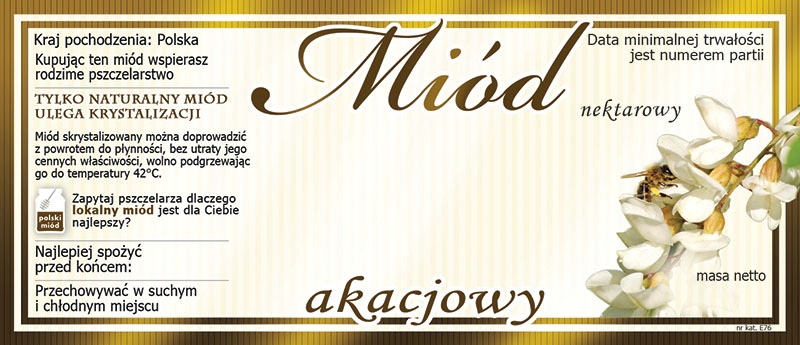 

Etykieta na miód Akacjowy 100 szt etykiety akacja