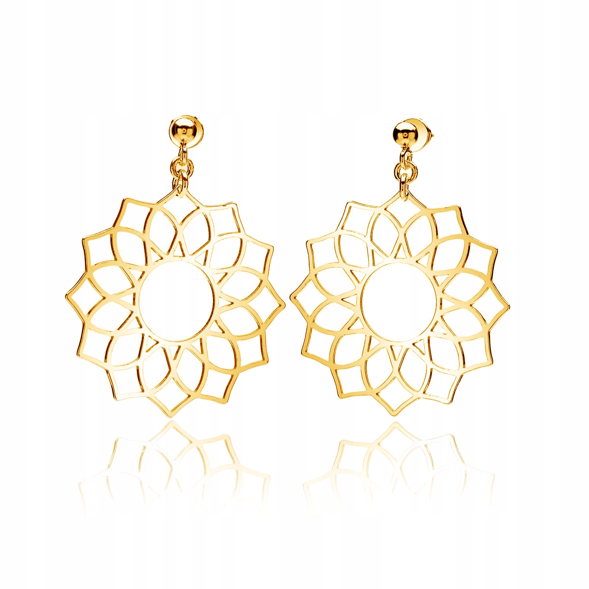 Náušnice rozety stříbrné pozlacené