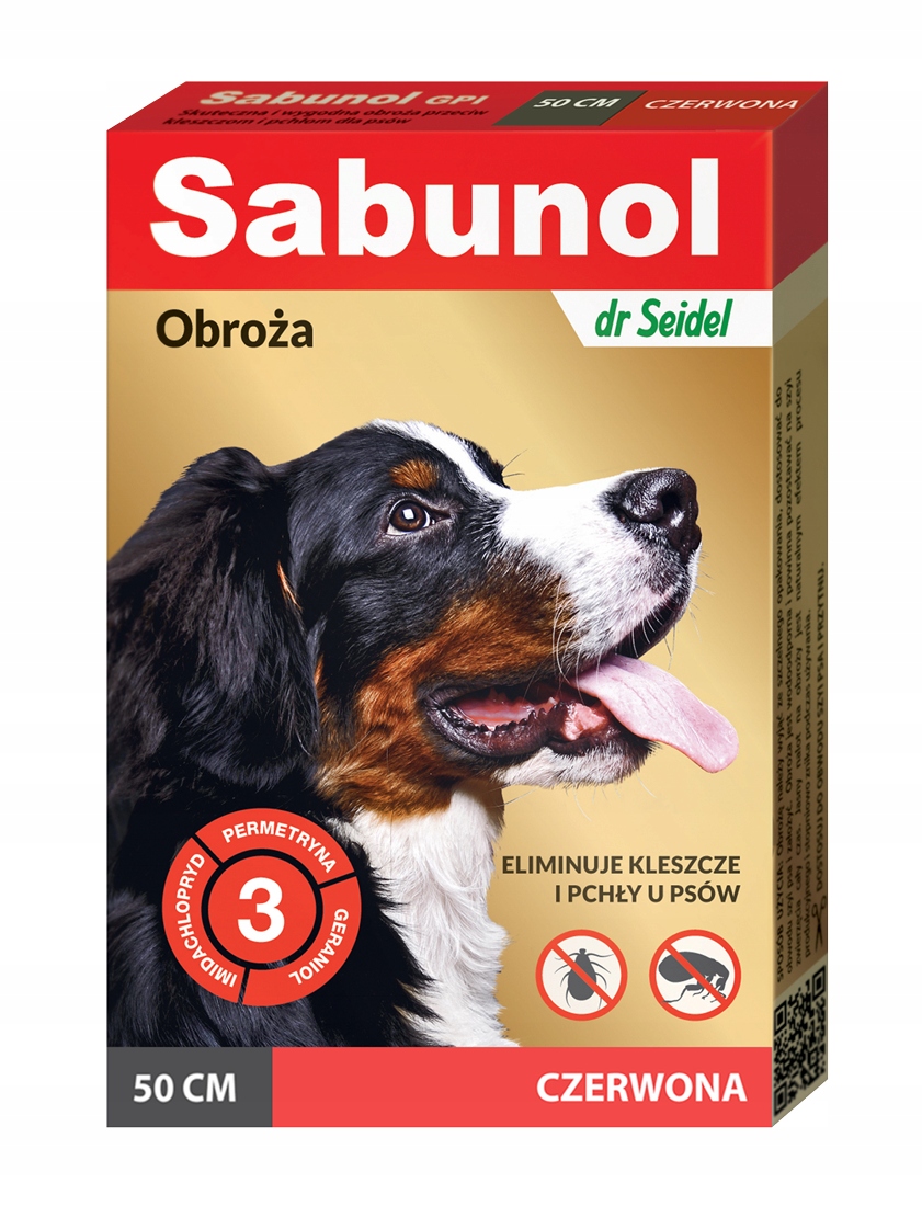 

Sabunol Obroża 50cm Czerwona pchły/kleszcze Pies