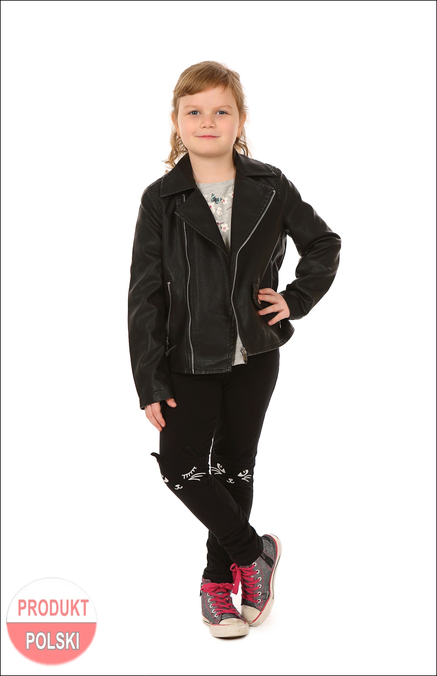 KOTY LEGGINSY SPODNIE BAWEŁNA 3D 146 cm Prod.PL Kolor czarny