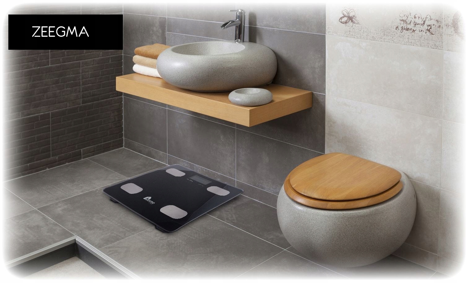 WAGA ŁAZIENKOWA ZEEGMA 17 w 1 SZKLANA ANALITYCZNA APLIKACJA ANDROID iOS BT Materiał platformy szkło