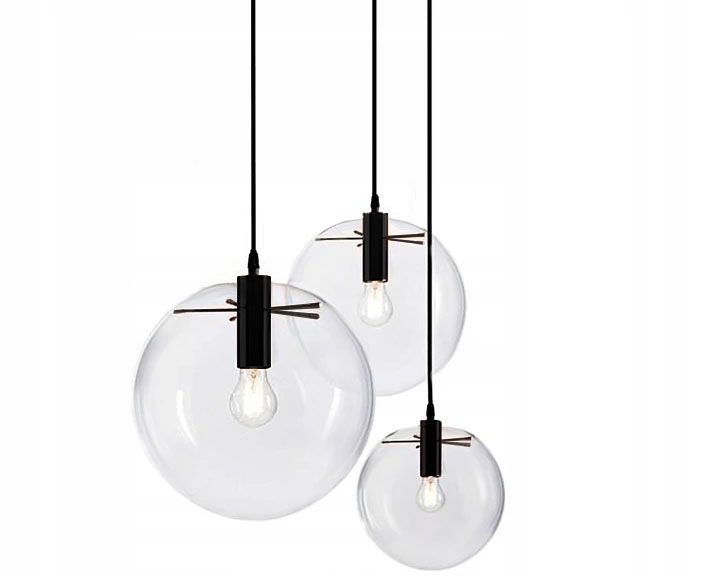 

Lampa Wisząca Szklana Kula Black Czarna Lassi 25CM