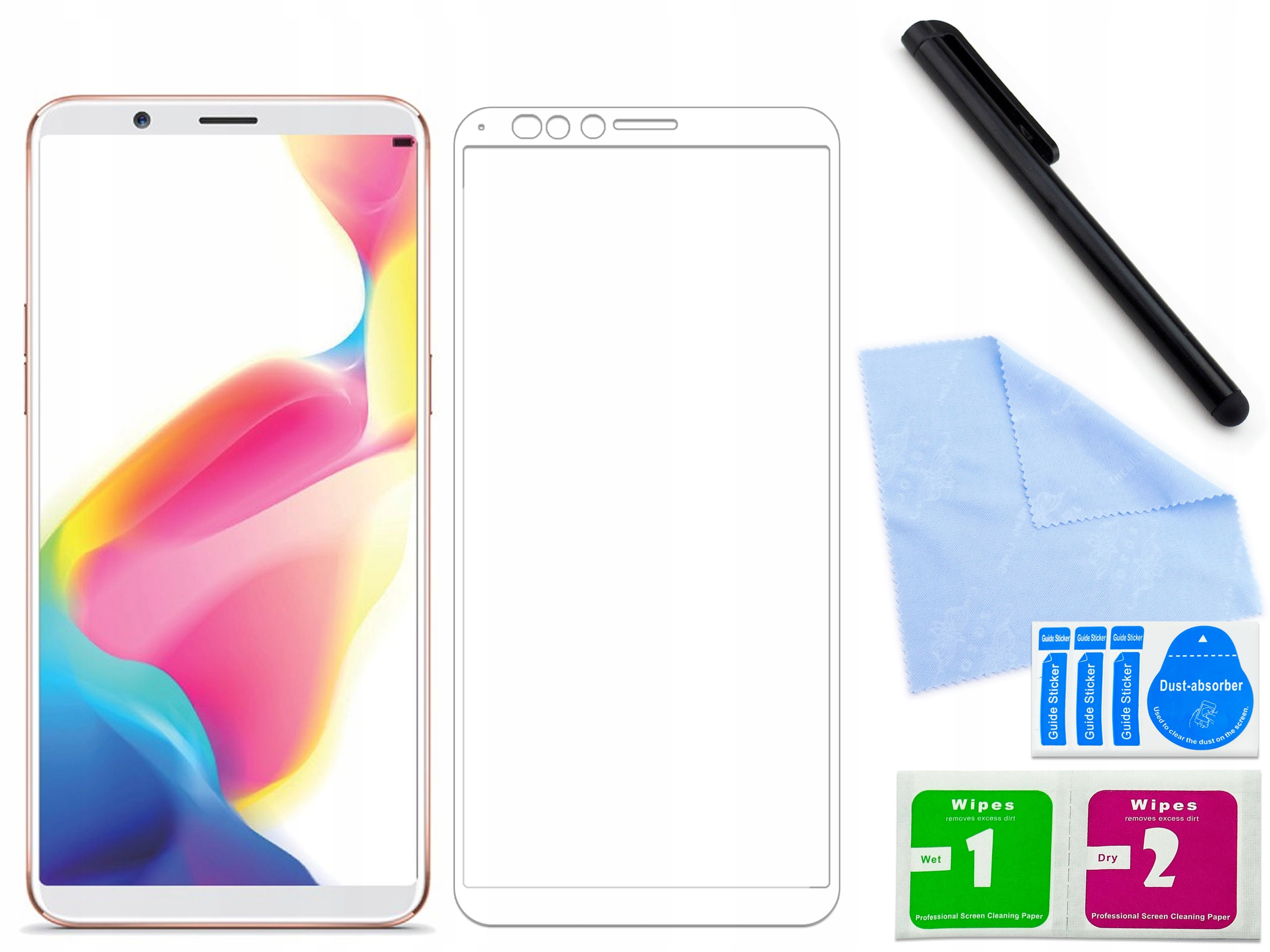 

Zaokršglone szkło 3D, do Oppo R11s Plus Białe