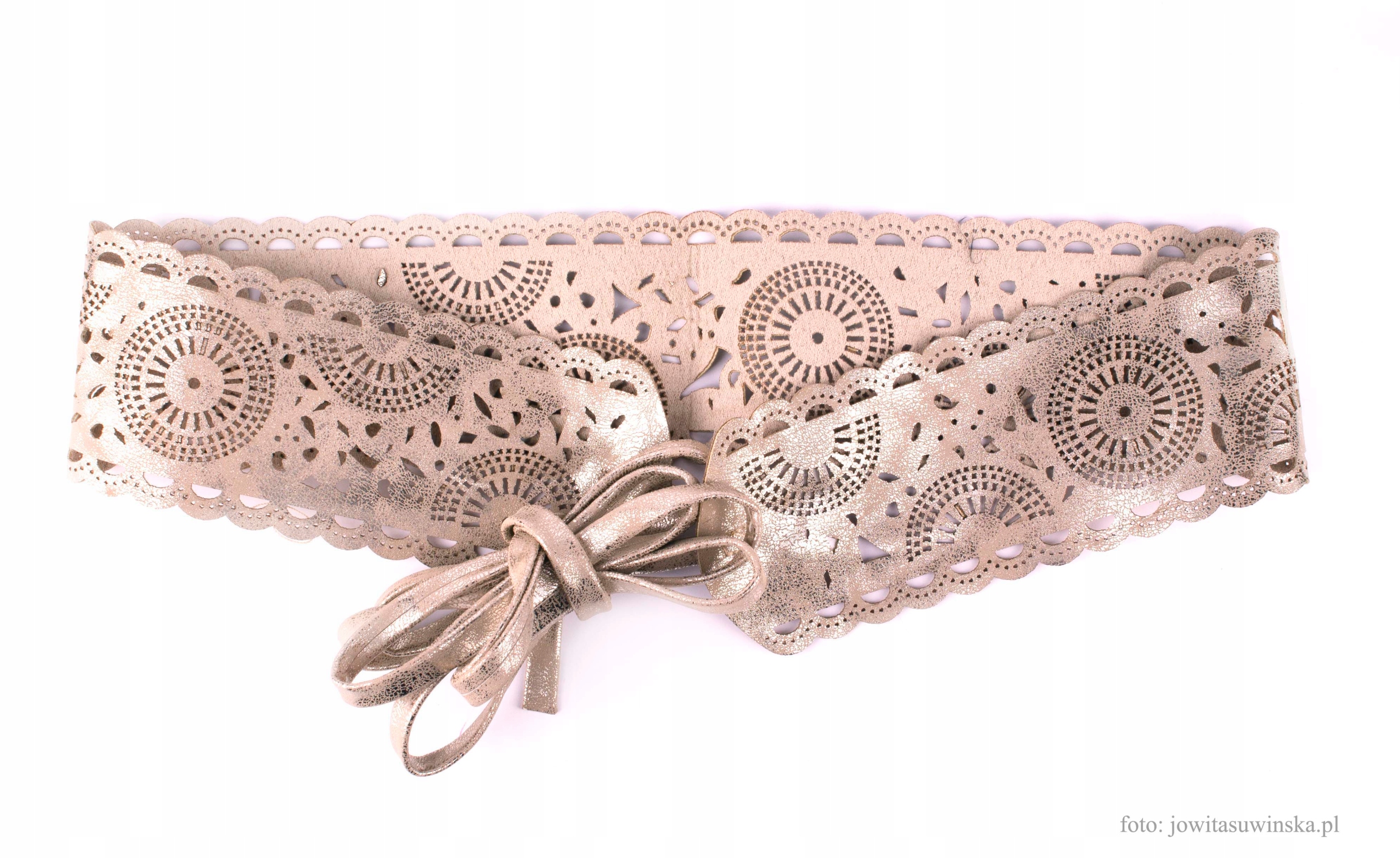 

Pasek Wiązany, Ażurowy, kolor Złoty,