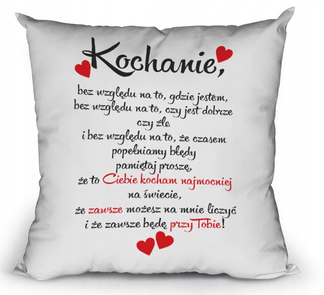 

Poduszka Walentynki Nadrukiem Prezent kochanie js