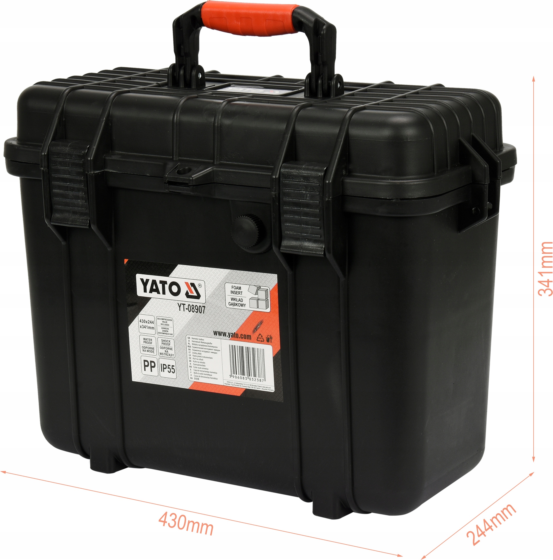 WALIZKA NARZĘDZIOWA HERMETYCZNA 430X244X341MM IP55 Wysokość produktu 34.1 cm