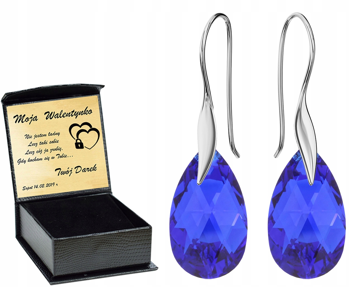 

Srebrne Kolczyki Almond Style Hook Swarovski Grawe