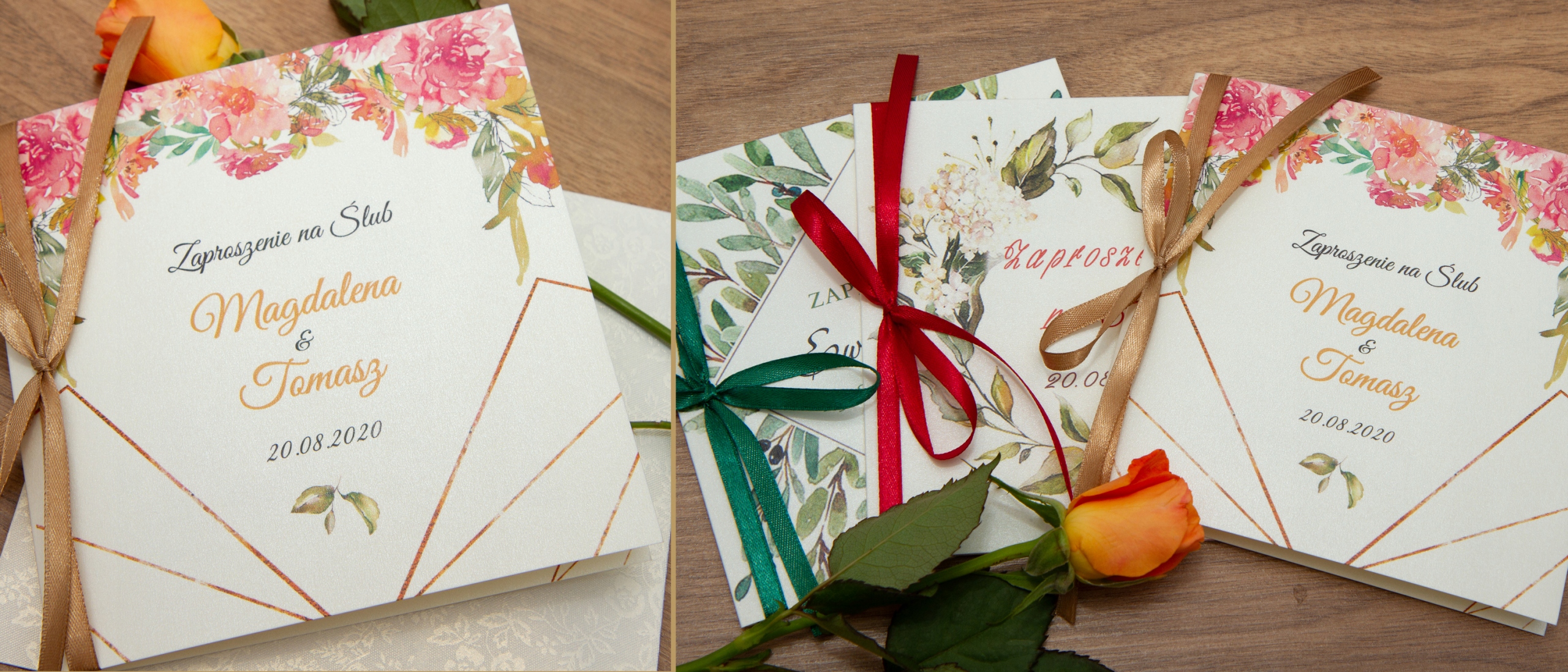 Zaproszenia ślubne na ślub BOHO papier perłowy Wykończenie papieru perłowe