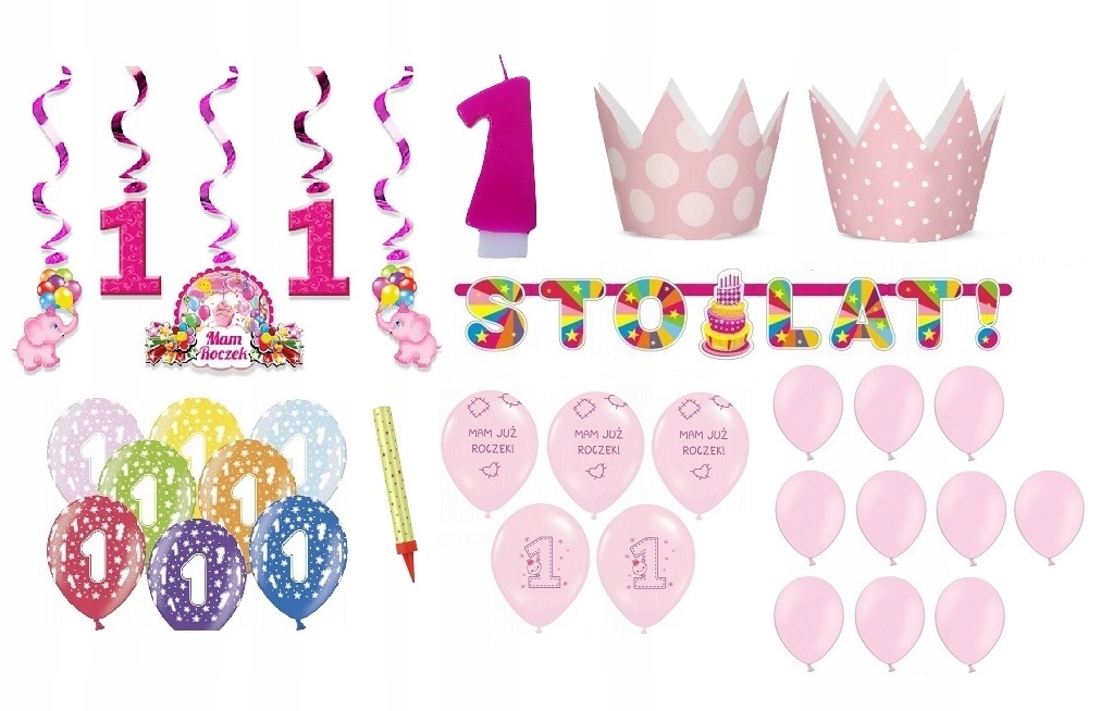GIGA ZESTAW NA ROCZEK URODZINY XXL BALONY ŚWIECZKI