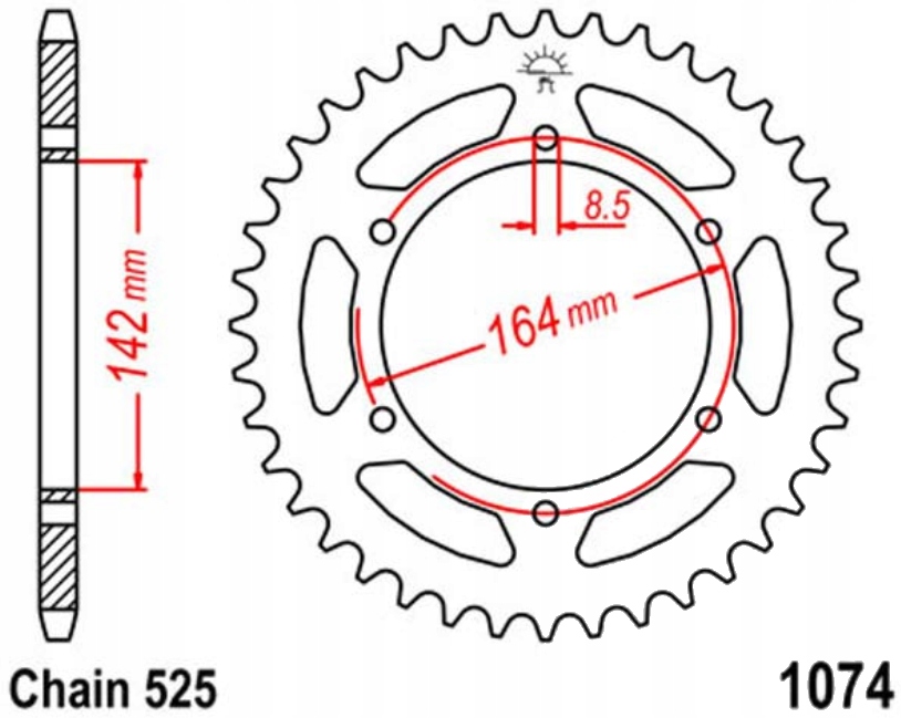 Zadní ozubené kolo 525 Jtr 44Z Hyosung Gt 650 Naked 04-07 Nové