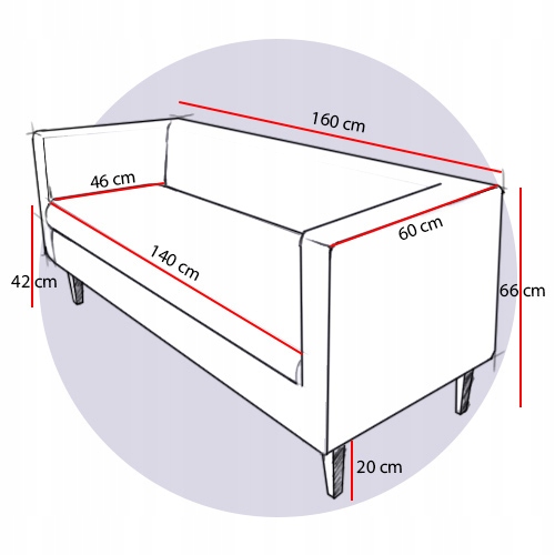 Sofa kanapa GRAFFITI ekoskóra pomarańcz czarnenogi Wielkość dwuosobowa