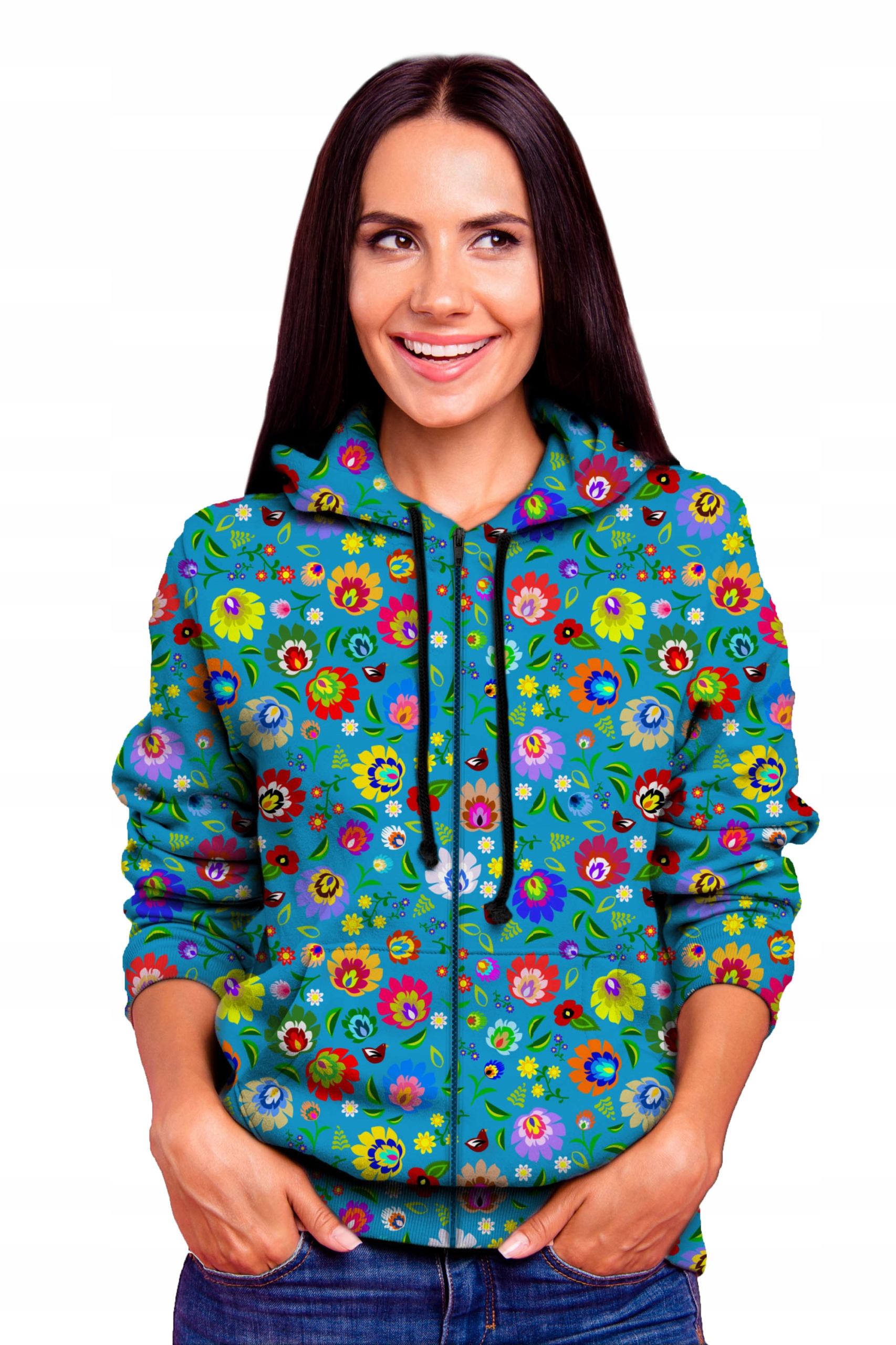 

Bluza Damska Zamek Print L Folklor Łowicki Stylowa
