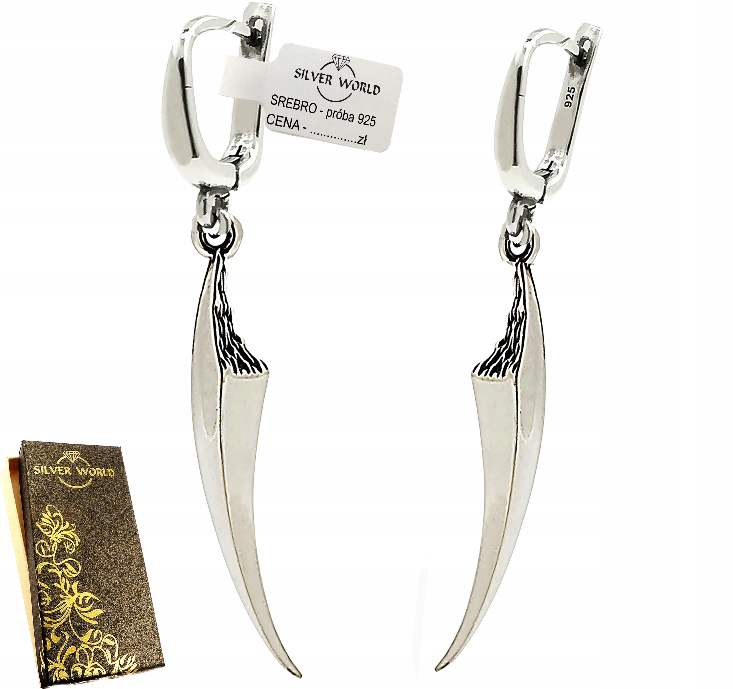 

Śliczne Okazałe Wiszące Kolczyki Srebrne próby 925