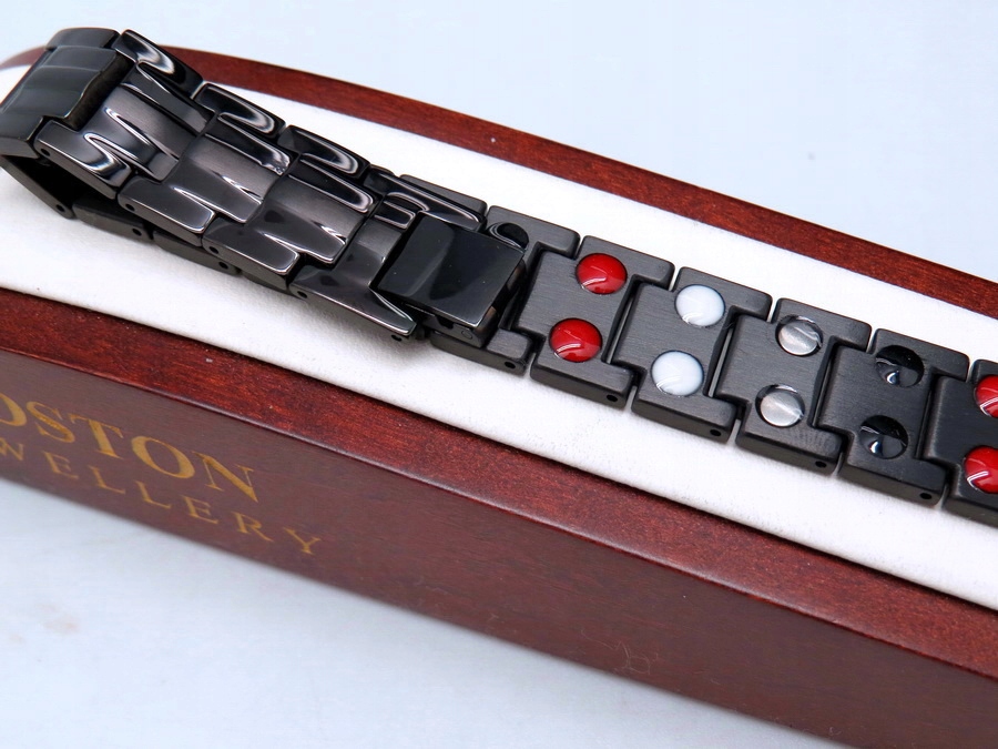 TYTANOWA ZDROWOTNA BRANSOLETA MĘSKA MAGNETYCZNA MOCNA CZARNA CZYSTY TYTAN Splot Inny splot