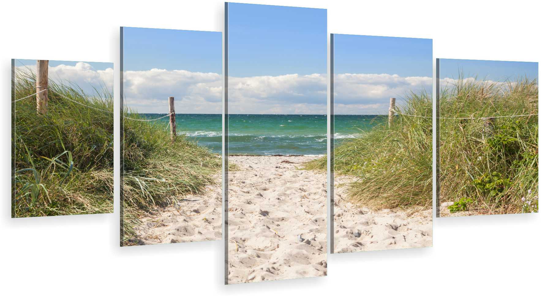 

Tryptyk 5-CZĘŚCI Na Ścianę Plaża Piasek Morze
