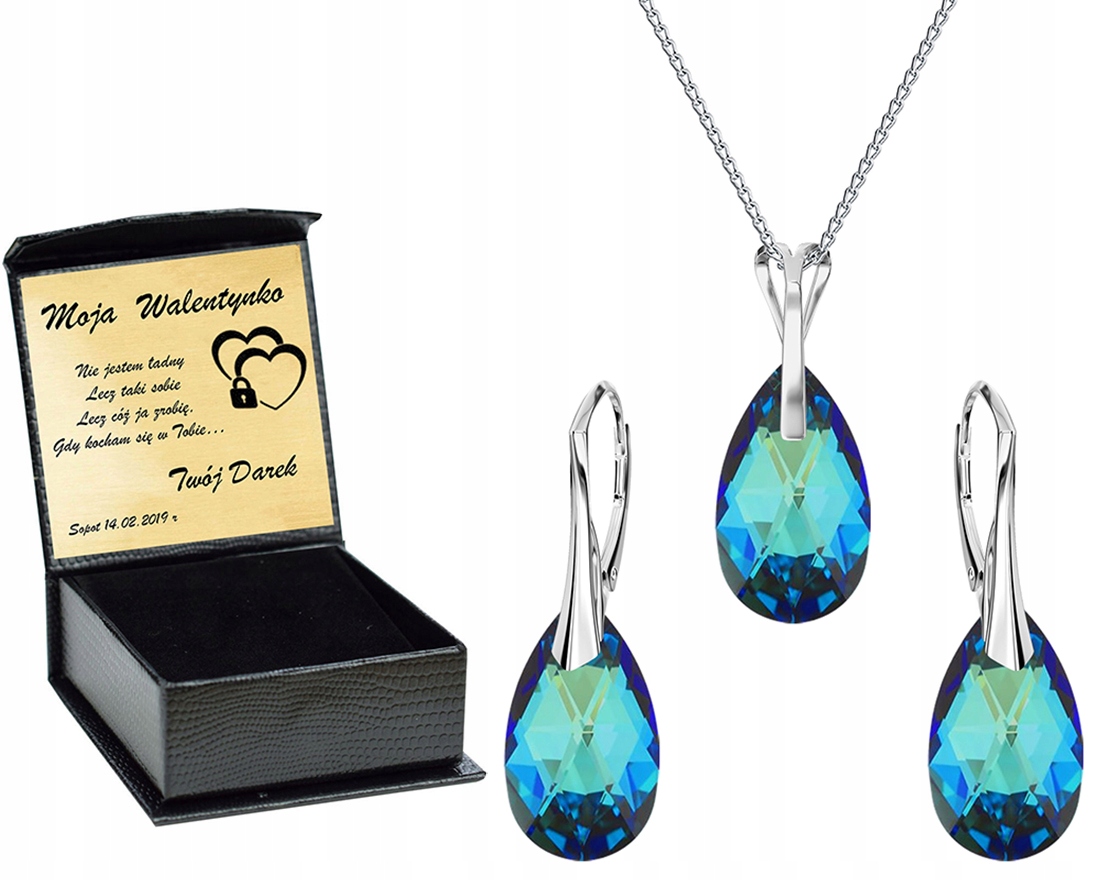

Srebrny Komplet Almond's Style Swarovski Grawer