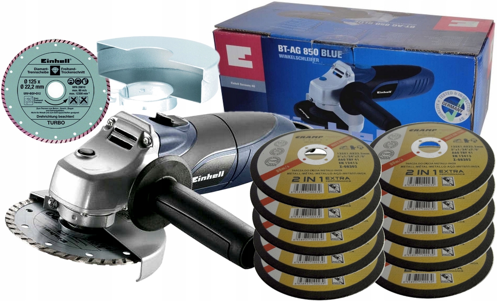 

Einhell BT-AG850 Szlifierka Kątowa 125MM +tarcze