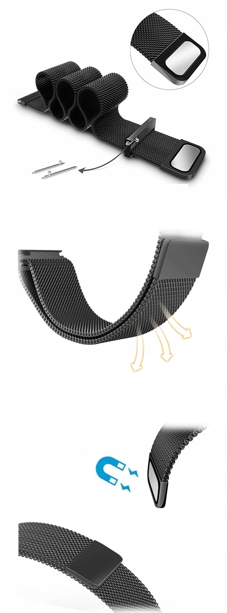 BRANSOLETA MILANESE MESH RÓŻOWE ZŁOTO 20mm Magnet. Marka Aries watches