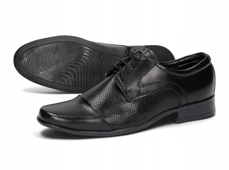Buty Komunijne Chłopięce Półbuty Wizytowe Czarne Skóra 01K Rozmiar 35 Bohater brak