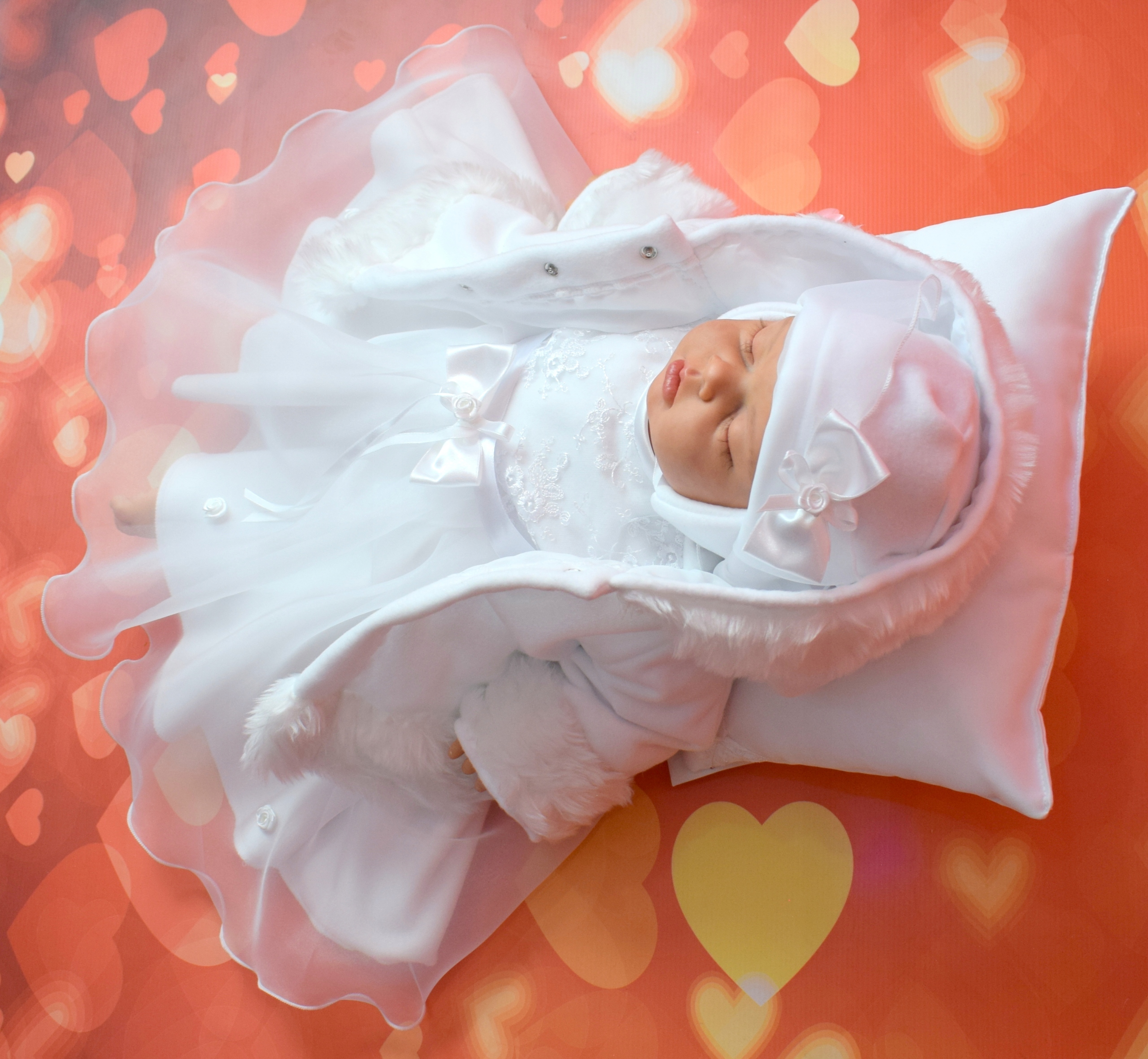 5 cz PrOmOcJA Komplet do CHRZTU 62-68 JESIEŃ ZIMA Długość sukienki 42 cm