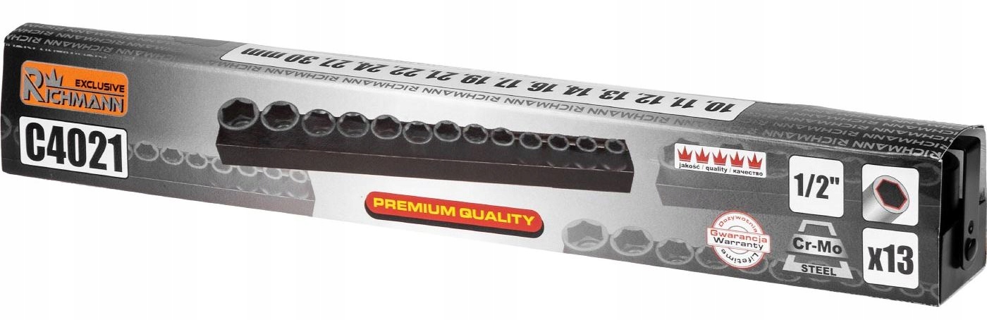 ZESTAW NASADEK UDAROWYCH 1 2 10 30mm CORONA C4021 Weight with packaging 1 56 kg