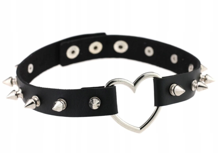 

Choker Skóra Ćwieki Serce Punk Goth